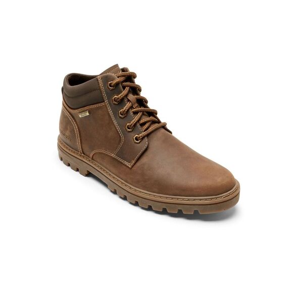 NWT ROCKPORT Mens Brown Weather Or Not Round Toe Block Heel Leather Boots 14 W